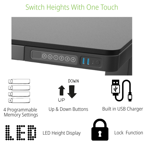 AV-8 EPIC Home Single Motor Electric Height Adjustable Sit Stand Office Desk W1200xD600 Black Top Black Frame 10 Year Guarantee Additional Image 3